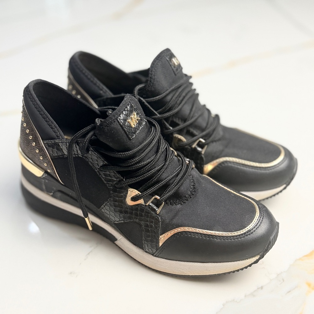 Michael Kors Black and Gold Accent Sneakers